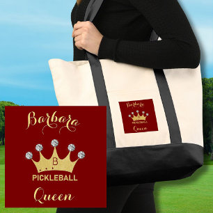 Roligt Pickleball Queen Glam Monogram Namn Guld Tygkasse