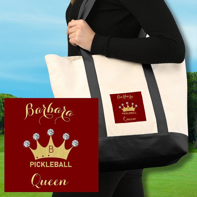 Roligt Pickleball Queen Glam Monogram Namn Guld Tygkasse (Skapare uppladdad)
