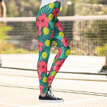 Roligt Pickleball Tropical Hibiscus Flower Sports Leggings<br><div class="desc">Ta ditt pickleball-spel till nästa nivå med dessa FANTASTISK,  högkvalitativa balkar med gult-bollar som är riktade mot en tropisk blommigt. Perfekt för fritids- eller turneringspass eller underbar för att bara ha på sig runt i stan också.</div>