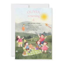 Roligt Picnic Birthday Girl Garden Party-inbjudan