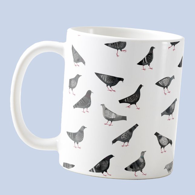 Roligt Pigeon Mönster Kaffemugg (Fun pigeon bird pattern coffee mug)