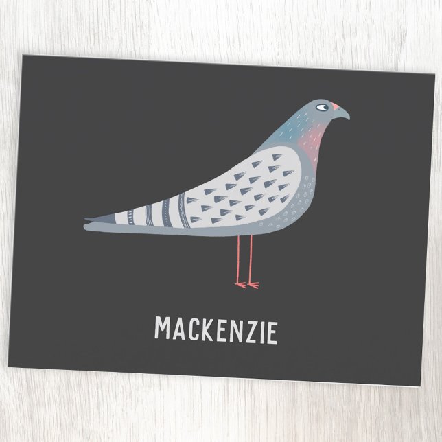 Roligt Pigeon Personlig Namn Vykort (Fun personalized pigeon postcard for bird lovers)
