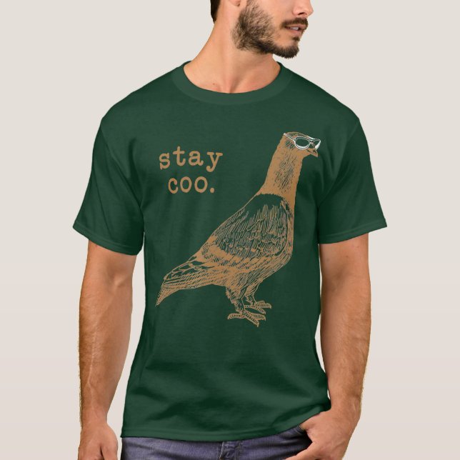 Roligt Pigeon Shirt Coola Bird with Sunglasses Pun T (Framsida)