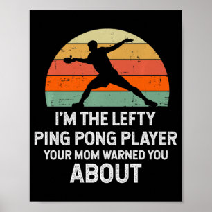 Roligt Ping Pong Bord Tennis Lämnat Handed Player Poster