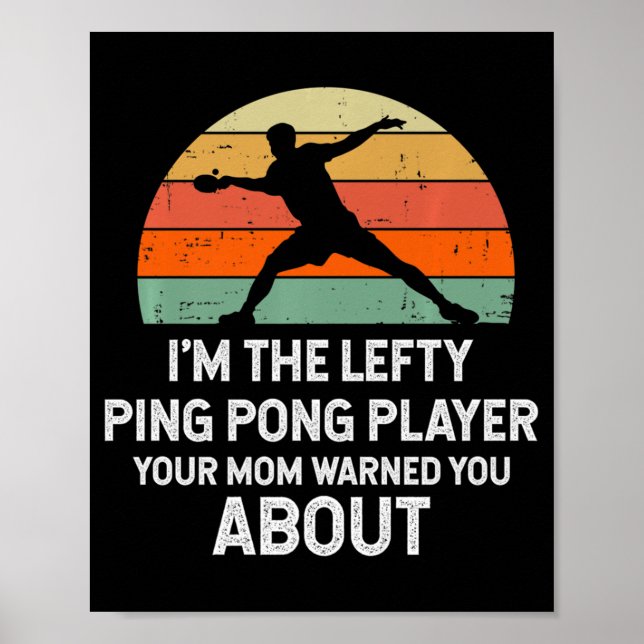 Roligt Ping Pong Bord Tennis Lämnat Handed Player Poster (Framsidan)