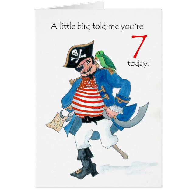 Roligt Pirat och Parrot 7:e Hälsningskort (Framsidan)