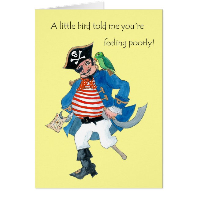 Roligt Pirat och Parrot Hämta för barn Hälsningskort (Framsidan)