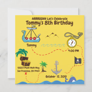 Roligt Pirat Party Gult Blue Treasure Karta