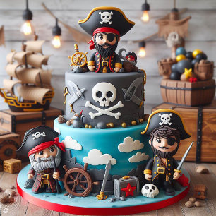 ROLIGT PIRATER THEMED BARNS FÖDELSEDAG CAKE KORT