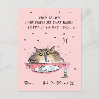 Roligt Pisces vycard Zodiac Cat Stjärntecken vykor Vykort