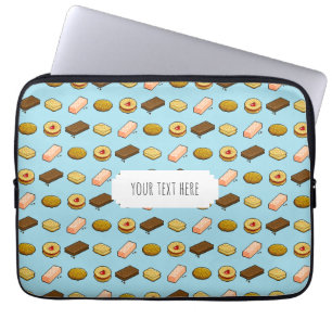 Roligt Pixel Art Biscuits & Cookies Mönster med te Laptop Sleeve