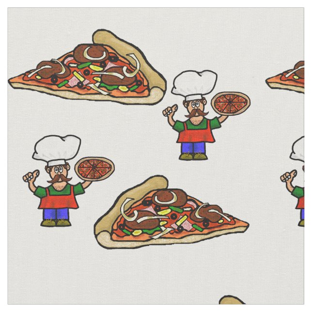 Roligt Pizza Fabric Tyg (Närbild)