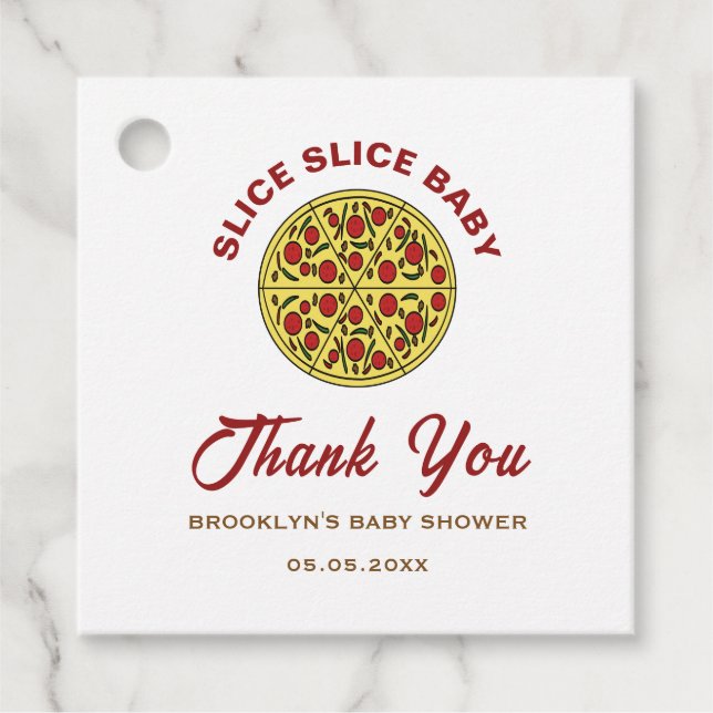 Roligt Pizza Gender Neutral Segce Baby Shower Gåvor Etiketter (Framsida)
