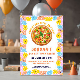 Roligt Pizza Party Theme | Färgfull Barns födelsed Inbjudningar