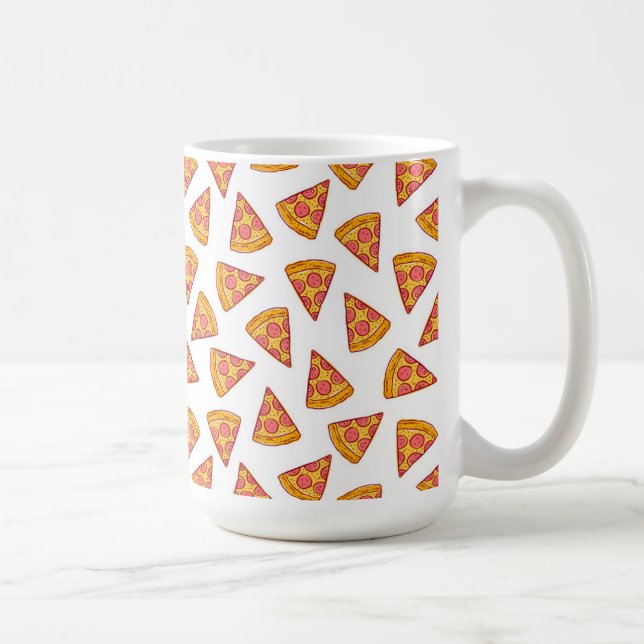 Roligt Pizza Slice Mönster Kaffemugg (Höger)