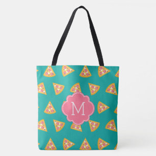 Roligt Pizza Slices Mönster Monogram Tygkasse