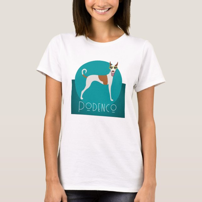 Roligt Podenco Hund T Shirt (Framsida)