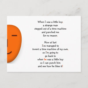 Roligt Pojke Tidsmaskin Aldrig Slutande Skämt Humo Vykort