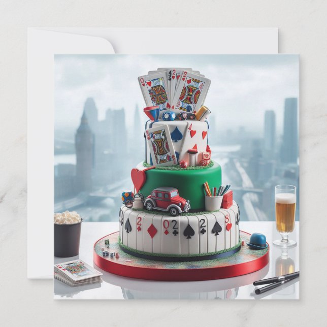 ROLIGT POKER KVÄLL VATTIGDAGSBRATION INBJUDNINGAR (Framsida)