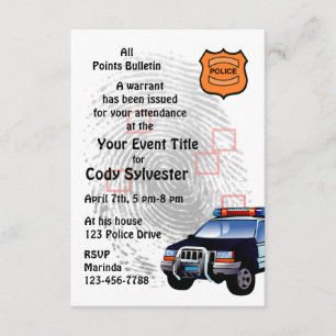 Roligt Policeman Birthday Pension Party bjudan Inbjudningar