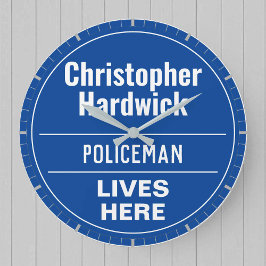 Roligt Policeman Wall Plaque Stil Large Clock Stor Klocka