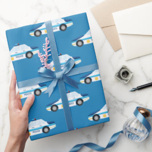 Roligt polisbilsbyte mönster party presentpapper