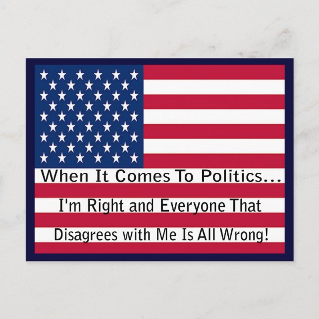 Roligt politiskt meddelande om att ha rätt vykort (Framsida)