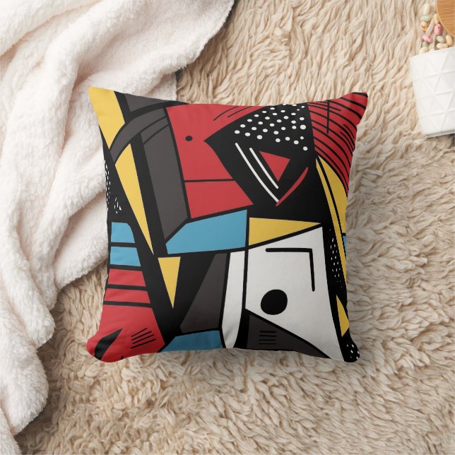 Roligt Polka Dot Geometric Cubist Abstrakt Kudde (Filt)