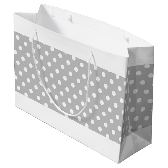 Roligt Polka dots på Light Grått White Gräns Rand (Baksidan Vinklad)