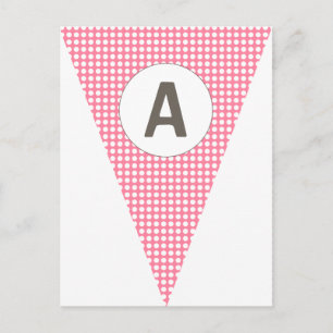 Roligt Polkadot Rosa Anpassade Flagga Bunting Vykort