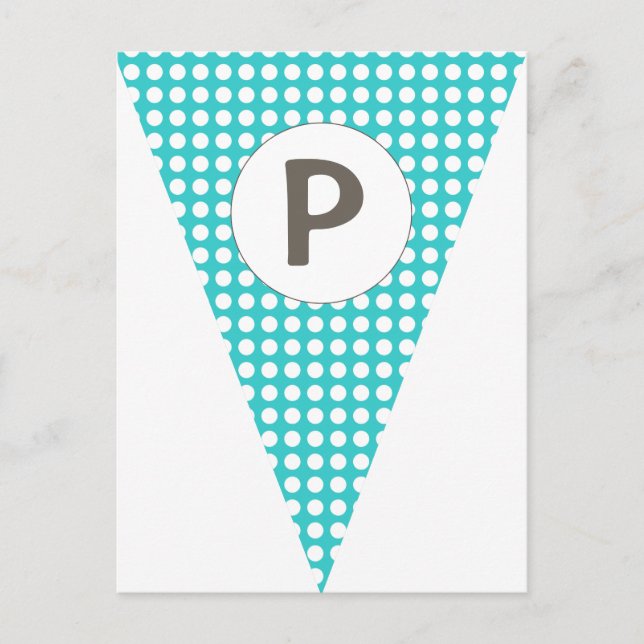 Roligt Polkadot Teal Anpassade Flagga Bunting Vykort (Framsida)
