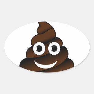 roligt poop emoji ovalt klistermärke