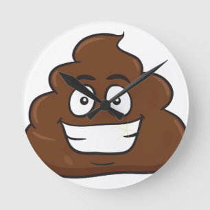 roligt poop emoji rund klocka