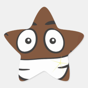 roligt poop emoji stjärnformat klistermärke