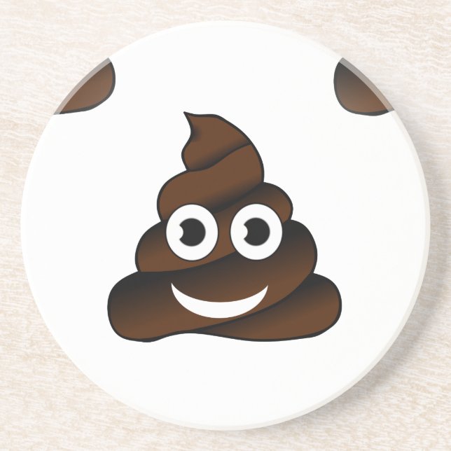 roligt poop emoji underlägg sandsten (Framsidan)