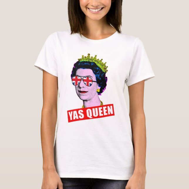 Roligt Pop art HM Queen med fackliga jackar T Shirt (Framsida)