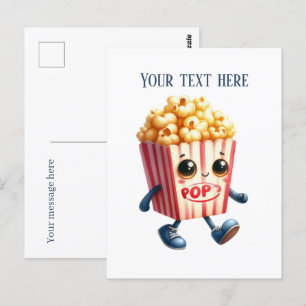 Roligt popcorn älskare lägg till text vykort