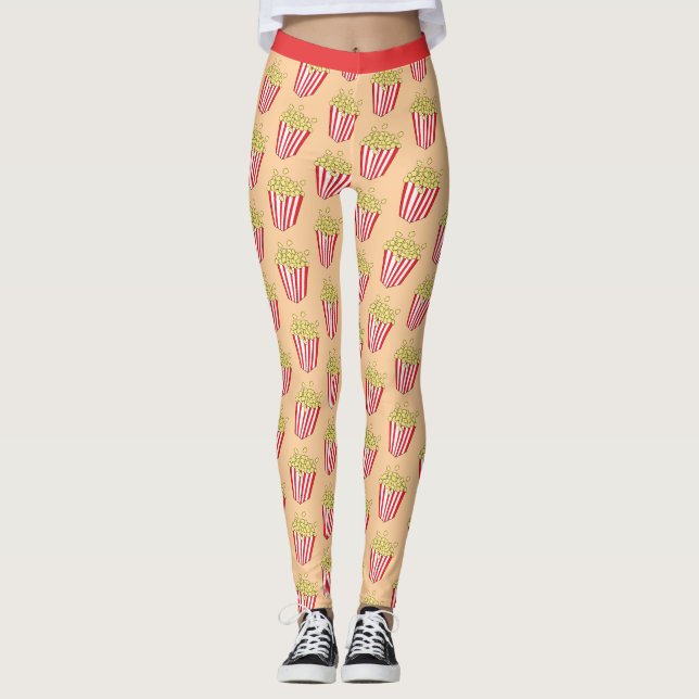 Roligt Popcorn Mönster Leggings (Framsida)