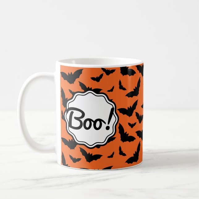 Roligt Popular Halloween Orange Black Fladdermus B Kaffemugg (Vänster)