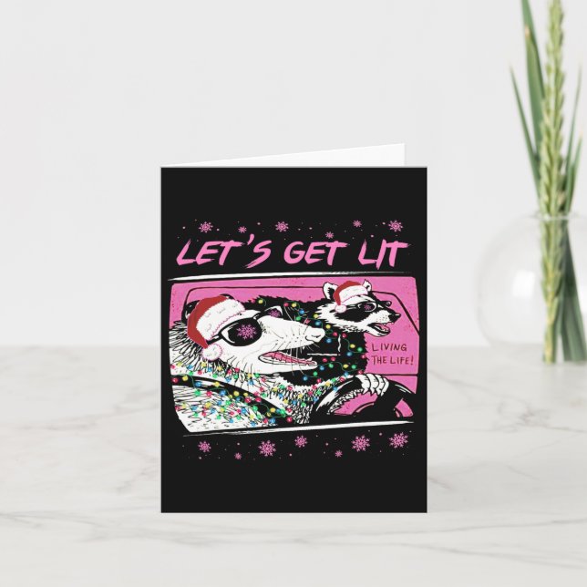 Roligt Possum Raccoon Lets Get Sopor Street Rosa C Kort (Framsida)