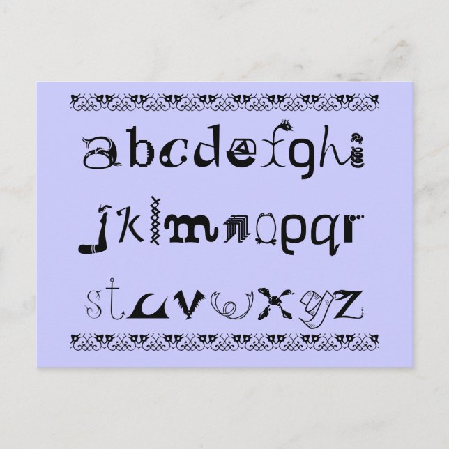 Roligt Postcard of the Alphabet på engelska Vykort (Framsida)