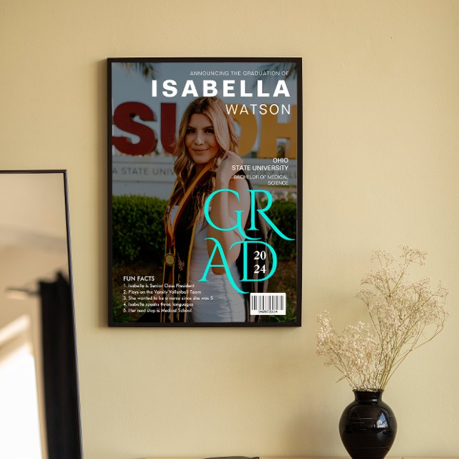 Roligt | Poster med magasinomslag Photo Studenten (Fun Facts | Magazine Cover Photo Graduation Poster)