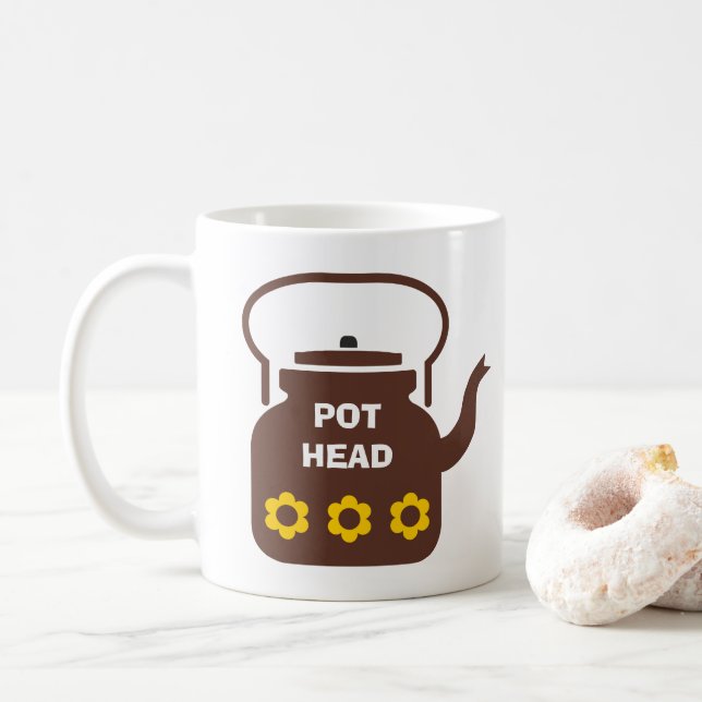 ROLIGT! 🫖  Pot Head-mugg – Kaffe- och teälskare  Kaffemugg (Med munk)