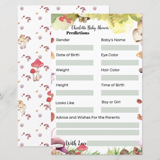 roligt Predictions Baby Shower Game svamp (Fram/baksida)