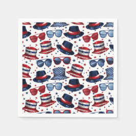 Roligt Preppy 4 juli Rött vitt blått Pappersservett