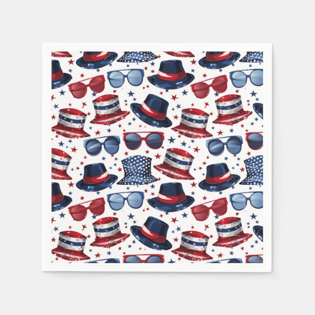 Roligt Preppy 4 juli Rött vitt blått Pappersservett (Framsidan)