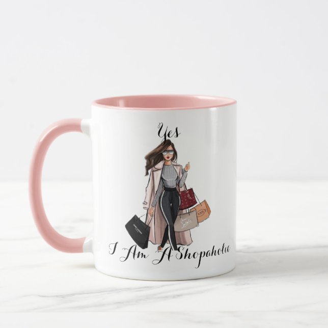 Roligt present till henne, Shopaholic-presentmugg, Mugg (Vänster)