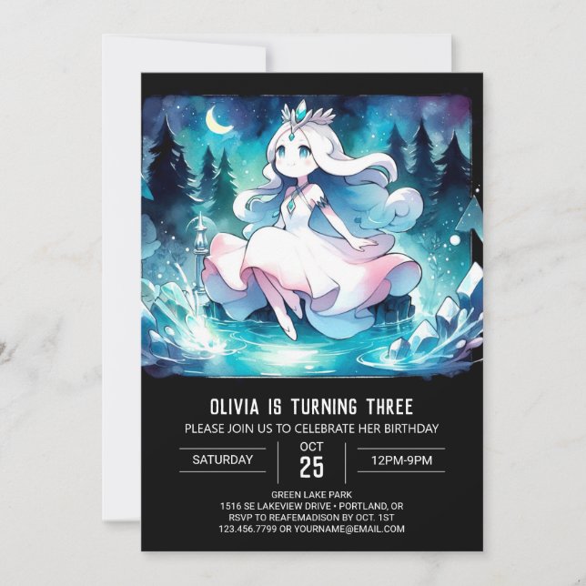 Roligt Printable Princess Birthday Inbjudningar (Framsida)