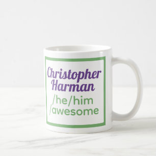 Roligt Pronouns - identifierar sig som han, han, F Kaffemugg