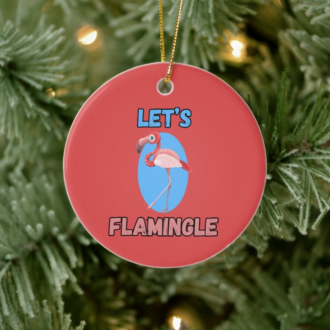 ROLIGT! Prydnad - Låt oss Flamingle - Flamingo Julgransprydnad Keramik (Träd)